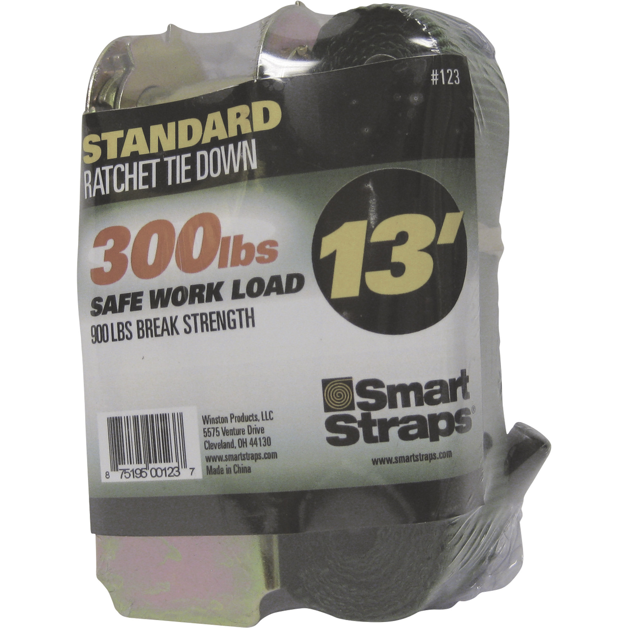 SmartStraps Standard Ratcheting Tie-Down, 13ft.L, 900-Lb. Capacity, Model# 123